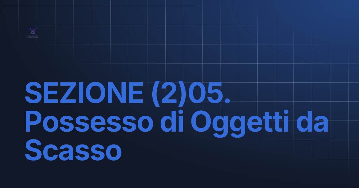 SEZIONE (2)05. Possesso di Oggetti da Scasso | CultRP SJGS